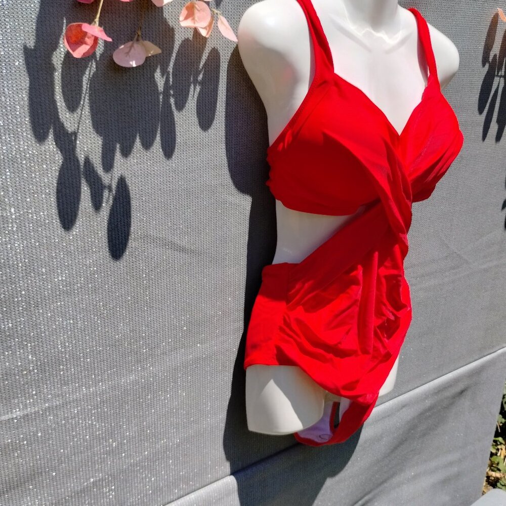 Twist Front (L) Racy Red Monkini One Piece